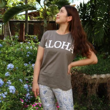 ALOHAロング丈Tシャツ（ブラウン）