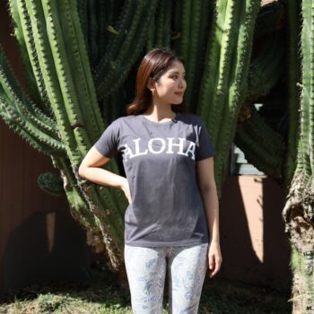 ALOHAロング丈Tシャツ（ダークグレー）