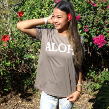 ALOHA Tシャツ　ブラウン