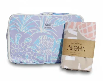 【ホリデーギフト】トラベルポーチ（パープル）× ヨガマットタオル（ピーチベージュ）