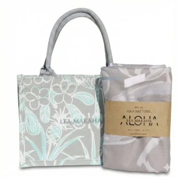 【ホリデーギフト】ミニトート（ターコイズ） × ヨガマットタオル（グレージュ）